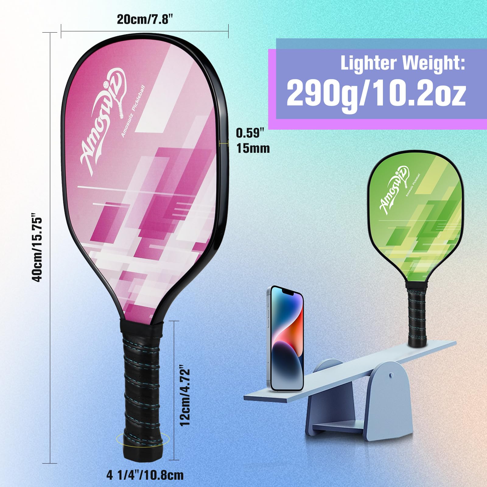 Pickleball Paddles Set of 4, Wood Pickle Ball Racket with 4 Balls, Pickleball Starter Set for Men & Women