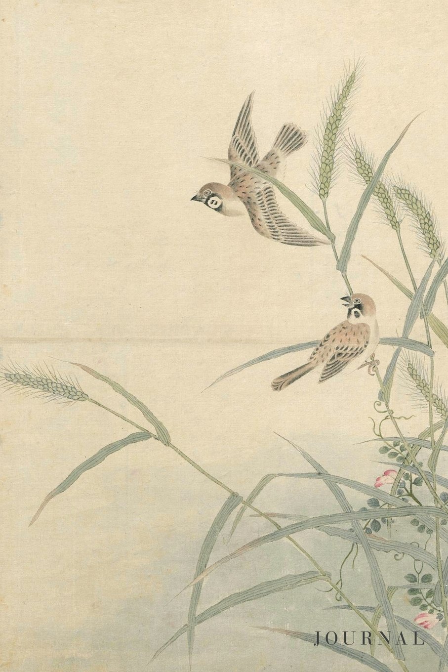 Journal: Little Birds Ukiyo e Print - Traditional Japanese Woodblock Bird Prints - 120 Blank Lined 6x9 College Ruled Pages - Journal, Notebook, Diary, Composition Book