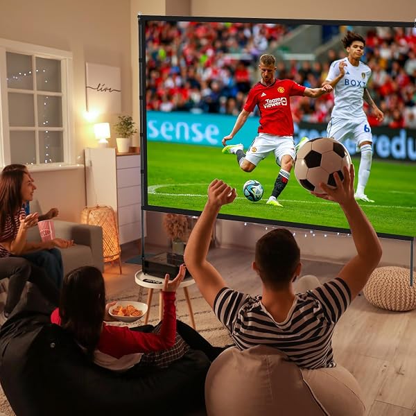 STWUI Outdoor-Projector-Screen-with-Stand - 120 inch Portable Projection Screen Indoor Outdoor Projector Screens 16:9 4K HD Lightweight Movie Screen with Carry Bag for Backyard Movie Night 1pcs - 3