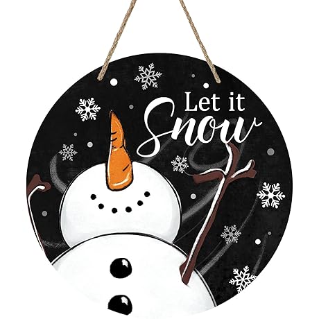 Let It Snow Snowman Sign - Festive Winter Welcome for Front Porch and Beyond