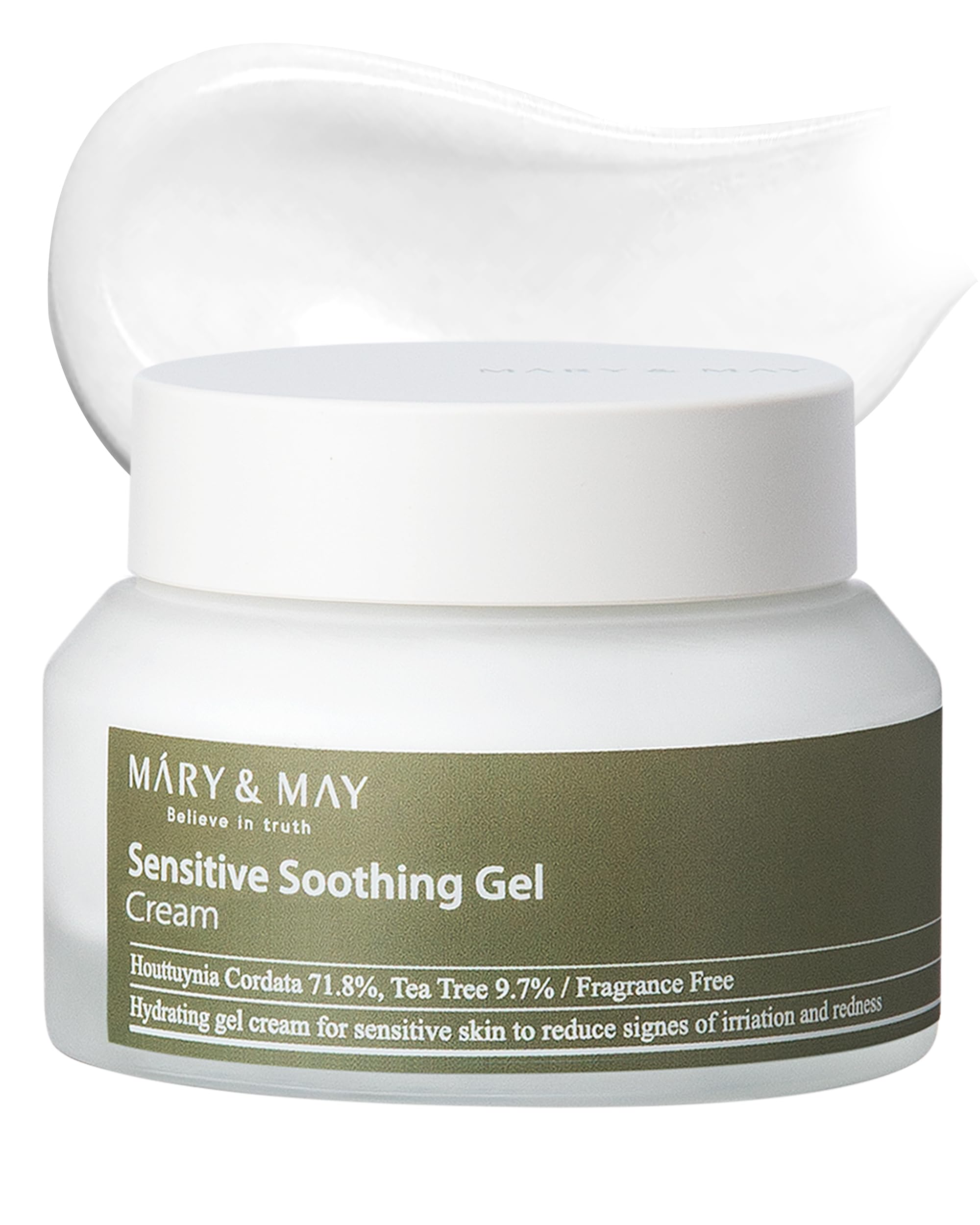 Sensitive Soothing Gel Cream - Instant Cooling and Redness Relief, Pore-Tightening Face Cream with Tea Tree and Houttuynia Cordata Extracts - No Sticky, Refreshing Finish, 2.46oz.
