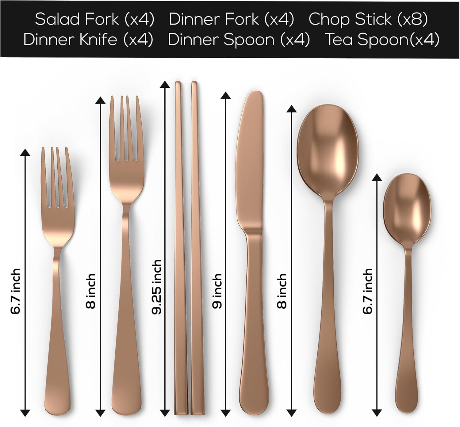 Upgraded 18/8 Stainless Steel 28-Piece Flatware Cutlery Set(Rose Gold)-Silverware set for 4-Luxurious Home Kitchen Dinnerware Sets-Kitchen Accessories-Perfect House Warming/Christmas Gift image 2 of 6 B0DFDZLYP1