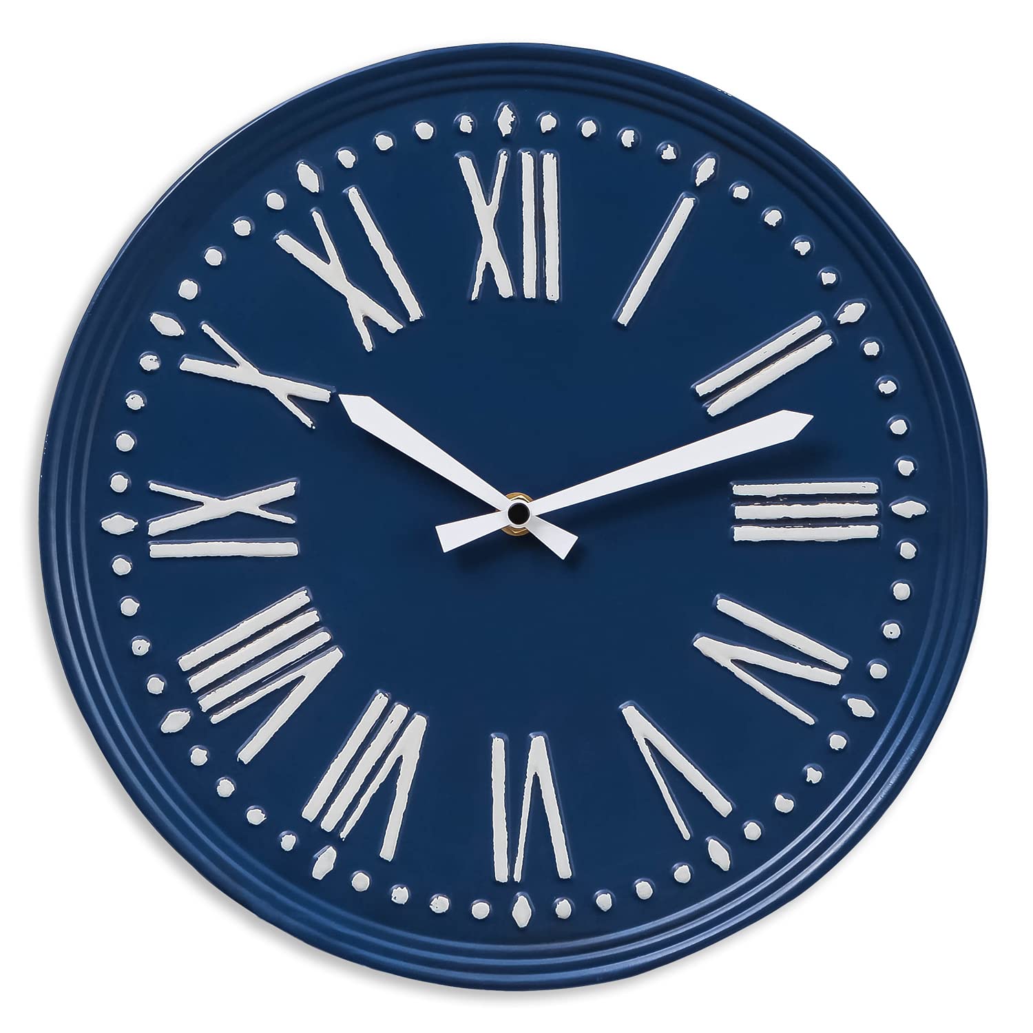 NIKKY HOME Navy Blue Nautical Wall Clock Silent Battery Operated 12