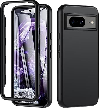 for Pixel 8 Case, 360 Full Body Shockproof Bumper Case with Built-in Screen Protector Military Grade Drop Protection Rugged Case Heavy Duty Protective Cover for Google Pixel 8,Black