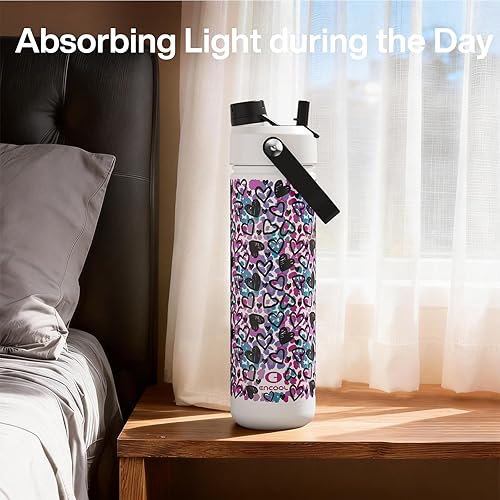 Miniatura 944 de ENCOOL Botella de agua aislada con popote, de acero inoxidable, a prueba de fugas, sin BPA, al vacío de doble pared que se mantiene fría durante 24