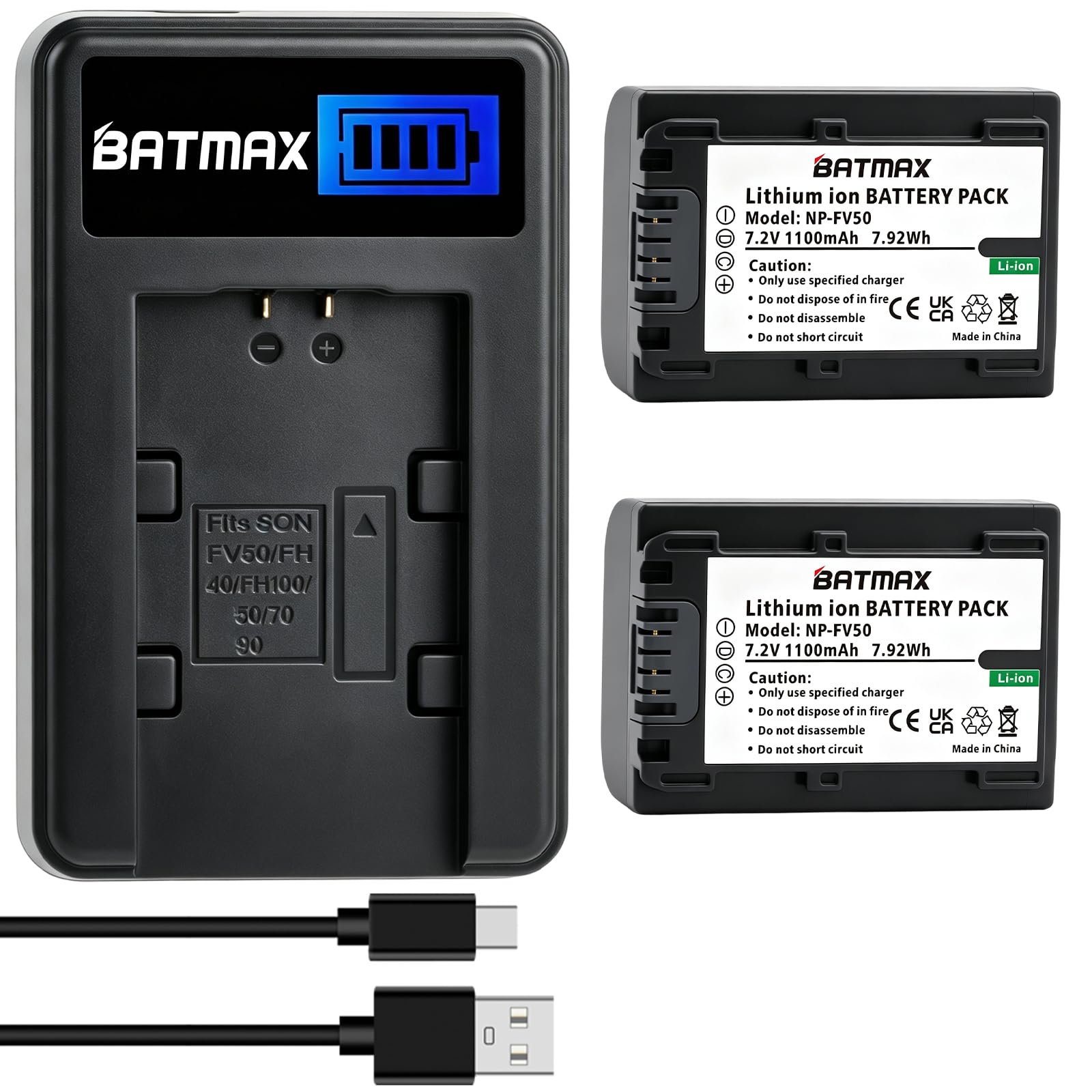 Amazon.com : Batmax 2 Packs Battery + LCD Charger for Sony NP-FV30