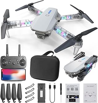 Drones with Camera for Adults 1080P, WiFi FPV Drone, Mini Drone with Transparent LED Folded Arms, 3 Flight Modes, Altitude Hold, Headless Mode, Drones for Adults (Gray)