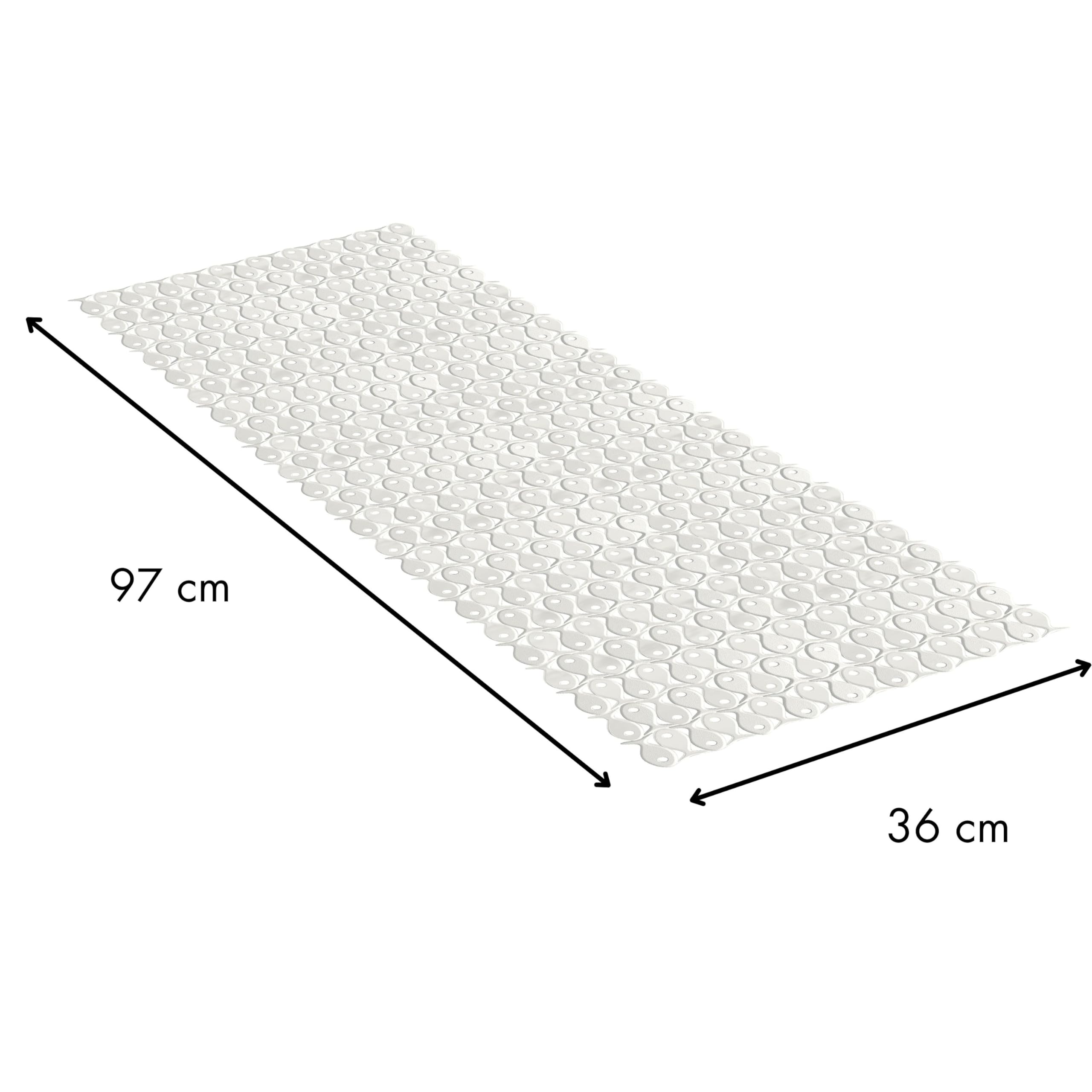 TATAY Nieprzezroczysta Antypoślizgowa Mata do Wanny 97x36 cm | Mata do Wanny | Mocne Przyssawki | Certyfikowane Bezpieczeństwo | Antybakteryjne PVC | Wzór Rybki | Model Piscis, Biała