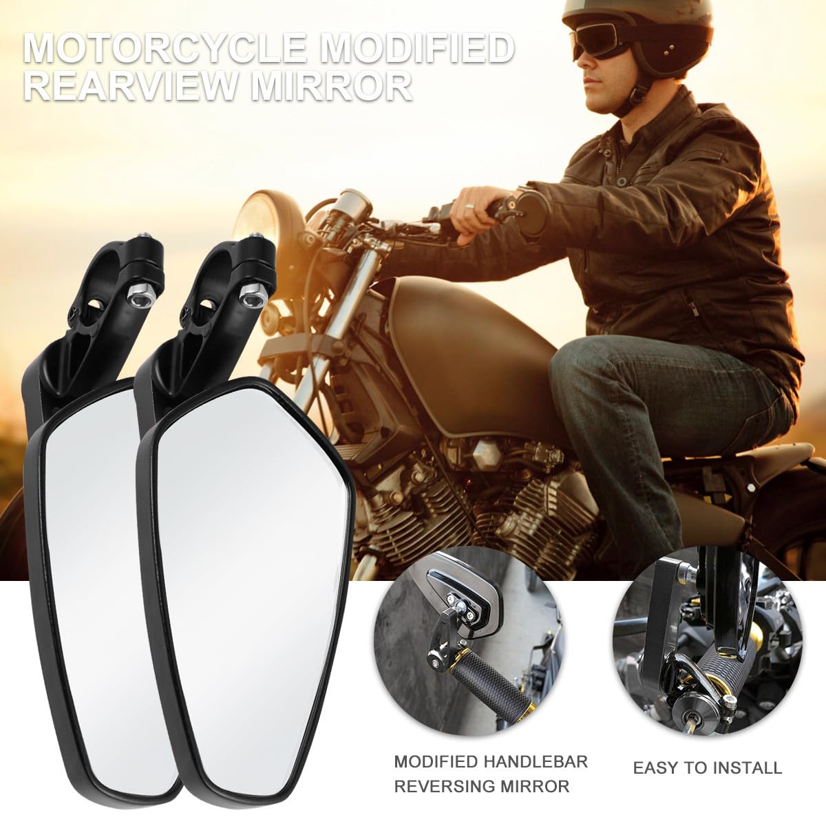 Espejos 1 para de Motocicleta Par Retrovisores de Moto Aleación de Cnc, Livianos y Fáciles de Instalar Negro para Manillar Atv