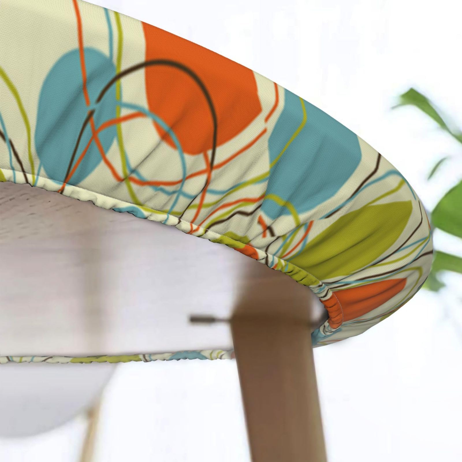 Tovaglia Rotonda Elastica Con Motivo Graffiti Color Foglia Di Tè: Impermeabile E Antimacchia, Per Tavoli Da 114 A 137 Cm