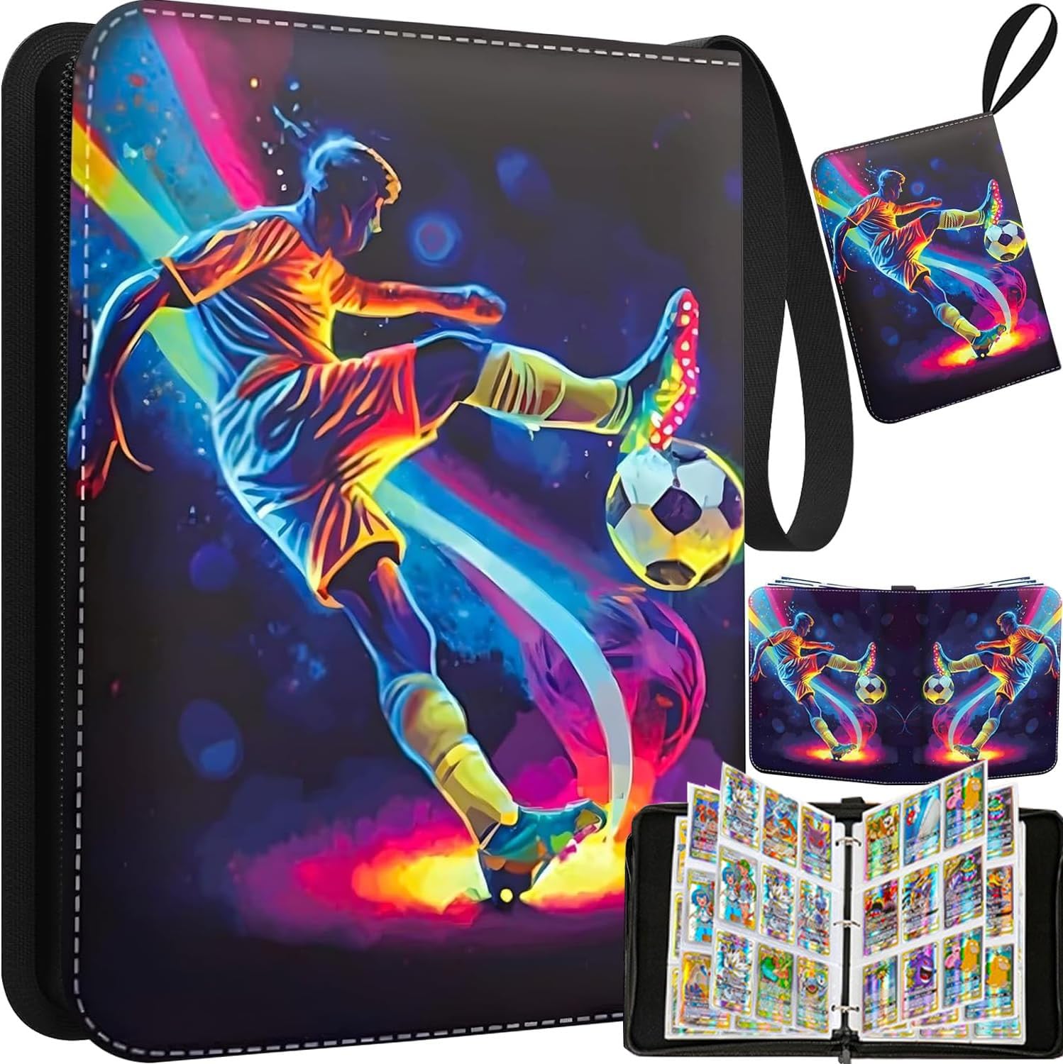 Scrapbook Football Cards, Football Cards Scrapbook, 900 Pockets, PU Leather, Portable, Waterproof, for MTG Sports Card Collectors, Gift for Card Collectors & Children's Birthdays