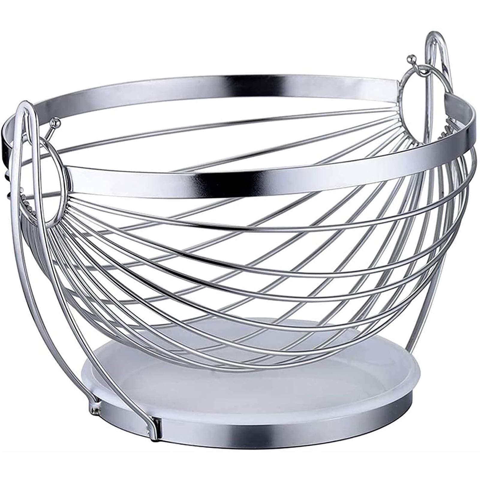 HHTD Fruit Stand Vegetables Serving Bowls Basket Holder For Kitchen Counters,Table Centerpiece,Farmhouse Decor,Party,Holiday Decoration,Metal Iron Wire,Modern Creative Stylish Single Tier Dish For Ban