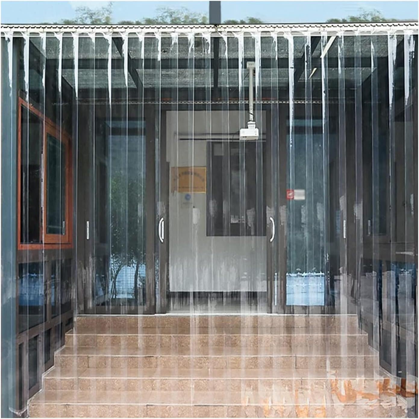Rideau de ruban en PVC transparent pour porte d'entrepôt et garage 1.65X2M