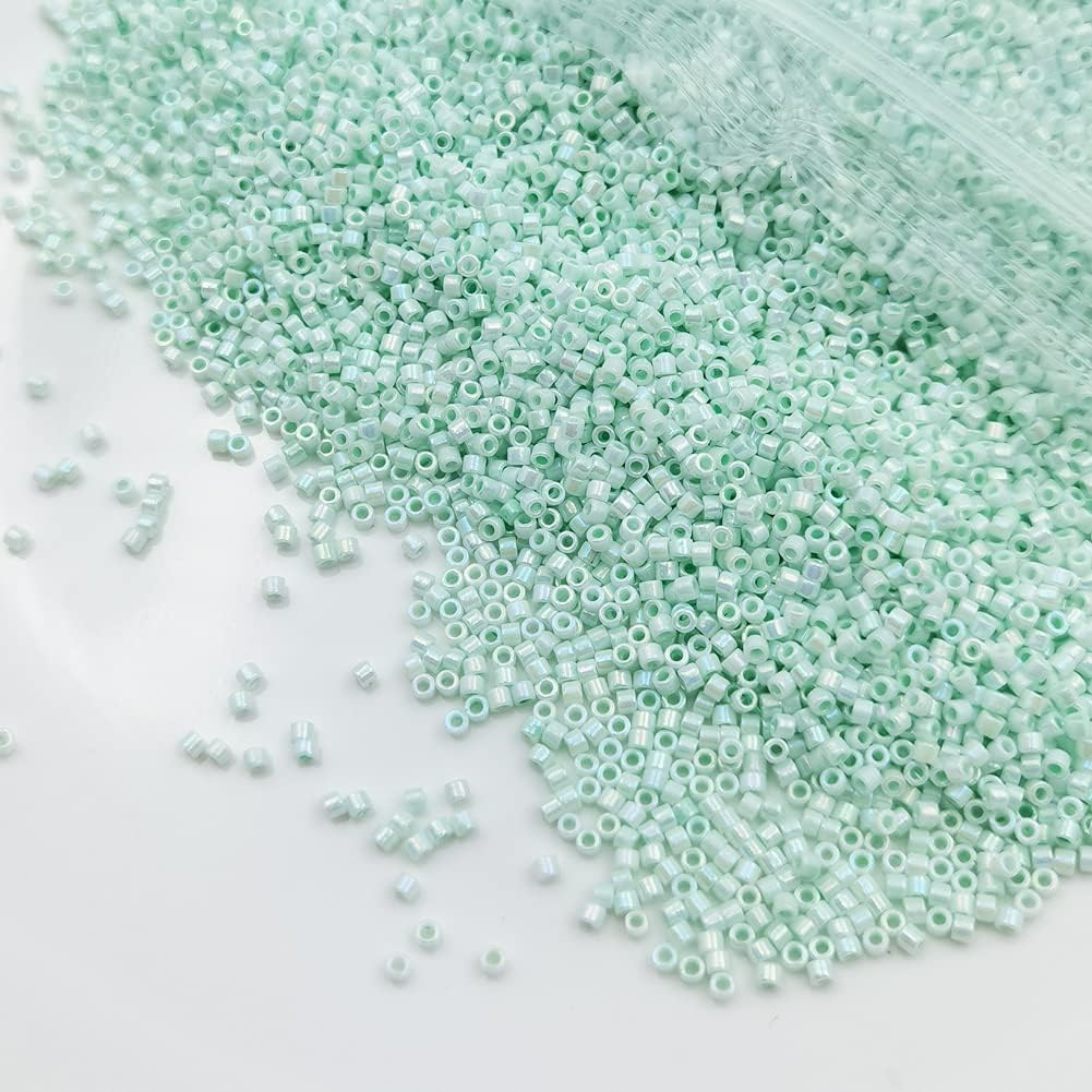 INSPIRELLE Uniform 80 Gram 12/0 (2mm) Cylinder Glass Seed Beads for Craft Jewelry Making, 16 Opaque AB Pastel Colors - Image 8