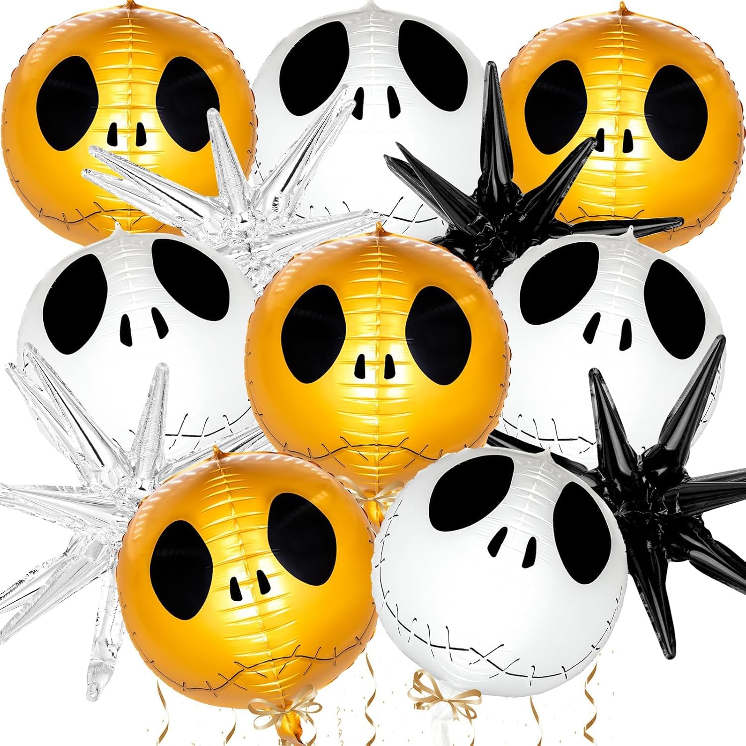 12 Stück Halloween Luftballons, Halloween Folienballon Skelett Ballon, Ballons Explosion Stern, Skelett Luftballon Sterne Folienballons für Halloweens, Cosplay, Theme Party, Spukhaus Dekorationn (B)