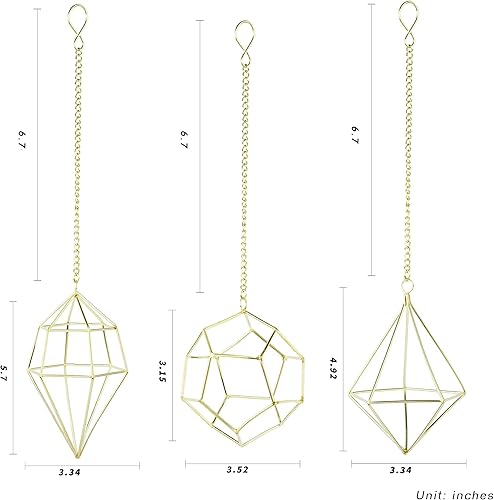 Miniatura 9 de Soporte para plantas de aire, diseño geométrico de metal negro, 6 ganchos de Tillandsia con cadenas, forma redonda para plantas de aire, hogar,