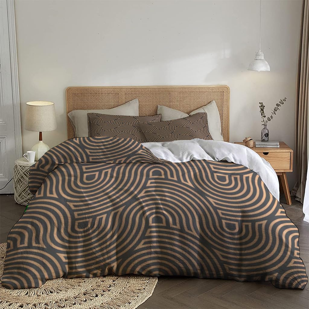 NIBAINLO 布団カバーウェーブカーリーテクスチャ 肌に優しい ピーチスキン加工 掛け布団カバー 和式 洋式 あったか 布団カバーセット リバーシブル ホームステイ ホテル 家庭兼用