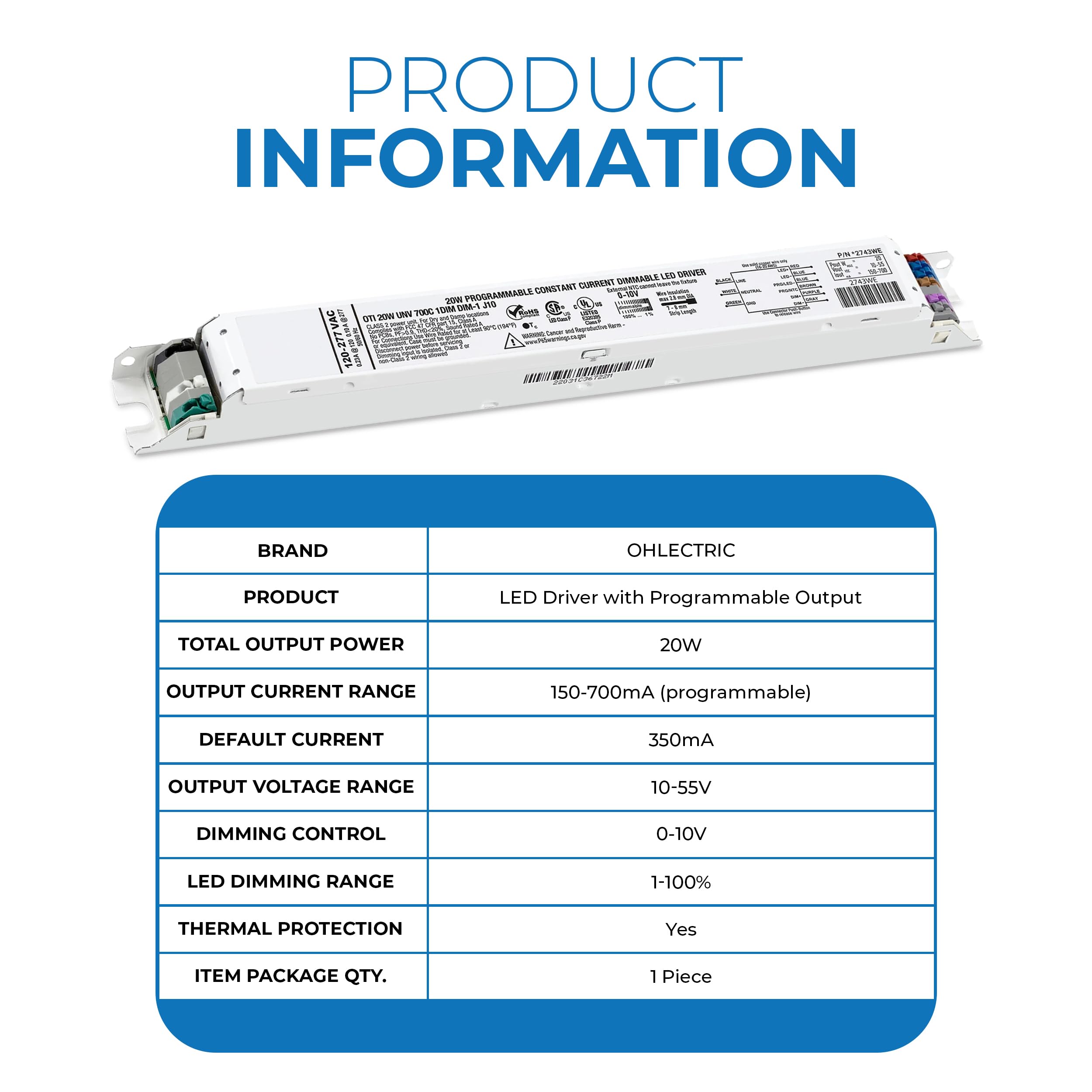 2743X5 OPTOTRONIC 30W Constant Current 0-10V Dimmable LED Driver 2743X5 OPTOTRONIC 30W Constant Current 0-10V Dimmable LED Driver