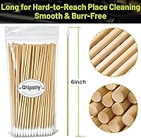 Vista 3 de 200 hisopos de algodón largos puntiagudos de 6 pulgadas para limpieza de pistola de precisión