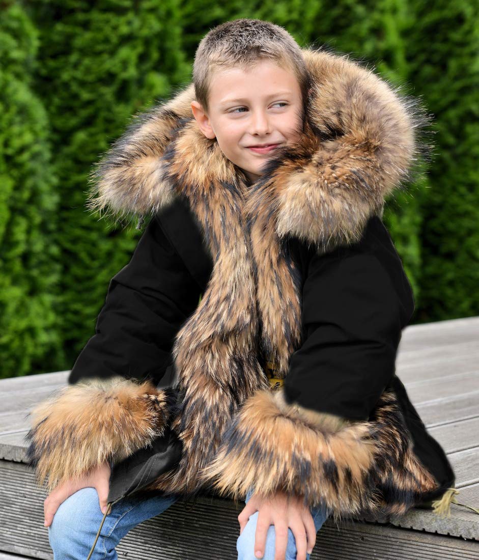 Aoxwomens Unisex Kids Casual Winter Faux Fur Hoodies Coat Warm Thicken