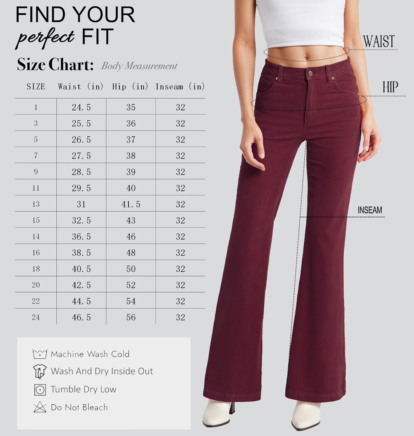 Hybrid & Company Super Comfy Stretch Women 5 Pockets Corduroy Boot Cut Pants - Image 9