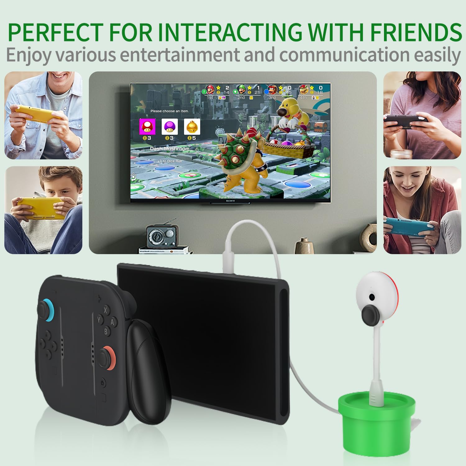 AriKroii Telecamera per Nintendo Switch 2, Webcam da gioco HD 720P per Switch 2/PC/Notebook,Supporto per Videoconferenze/Game Live/Video di Breve Durata,Base Ricaricabile, Cavo USB e Istruzioni