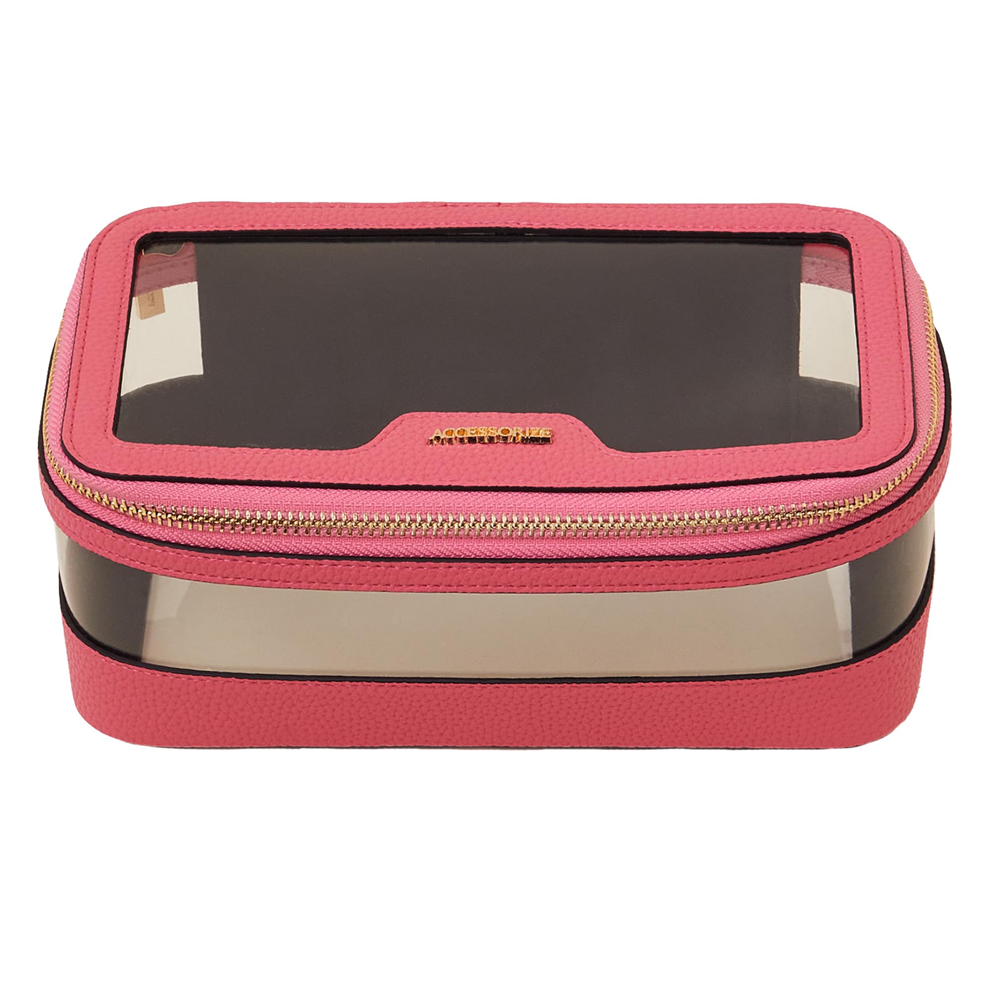 accessorize London Women's Faux Leather Pink Clear Make Up Bag-picture-25