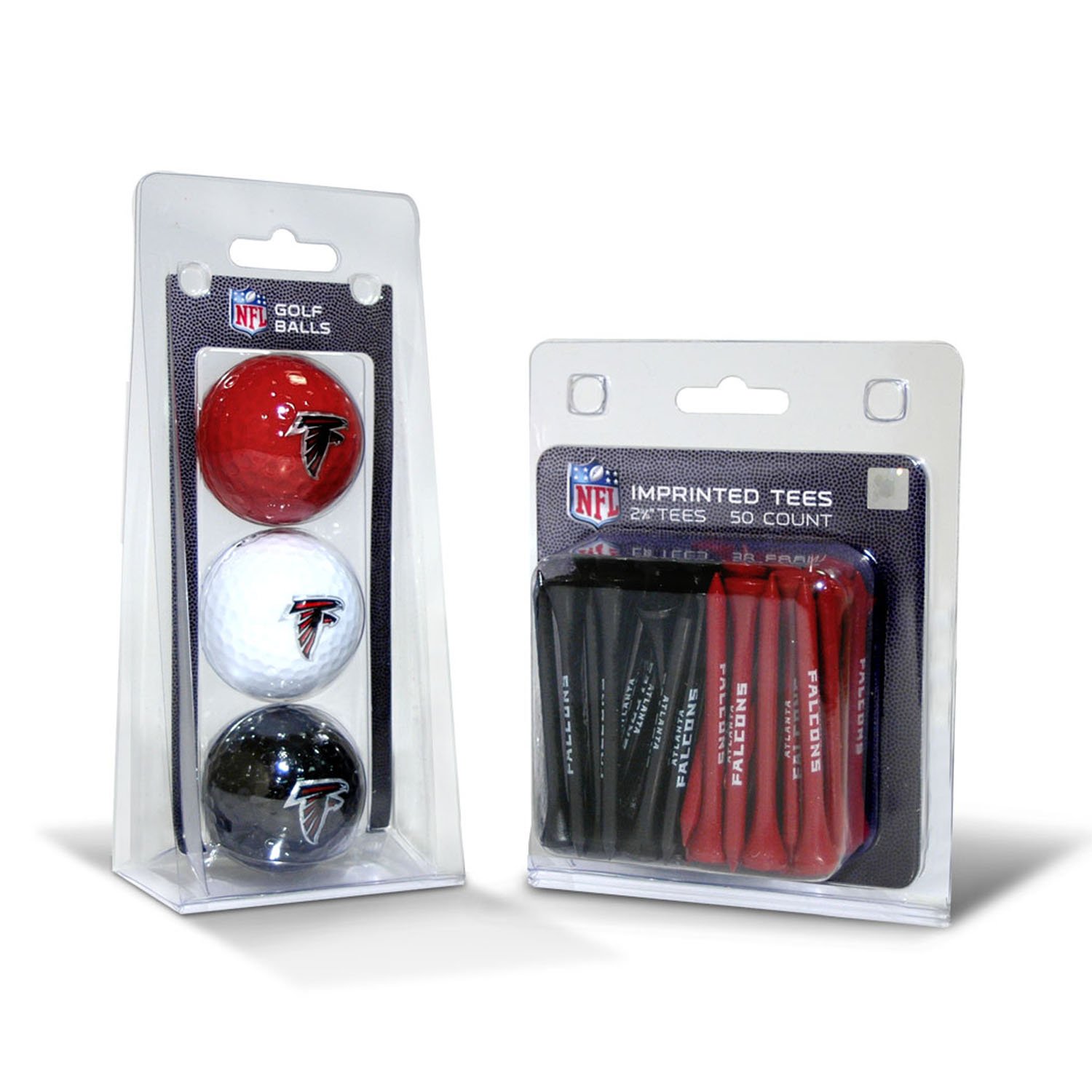 Team Golf NFL Atlanta Falcons 3 Golf Balls And 50 Golf Tees Logo Imprinted Golf Balls (3 Count) & 2-3/4" Regulation Golf Tees (50 Count), Multi Colored