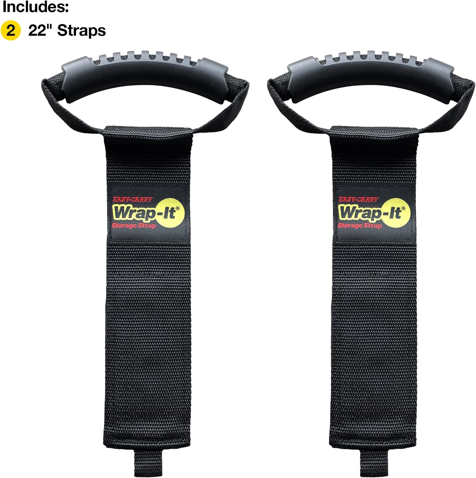 Heavy-Duty Wrap-It Storage Strap Easy-Carry - 22” (2-Pack) – Hook and Loop Cord Carrying Strap, Hanger, and Organizer with Handle for Pool Hoses, Garden Hoses, Cords, Cables and More
