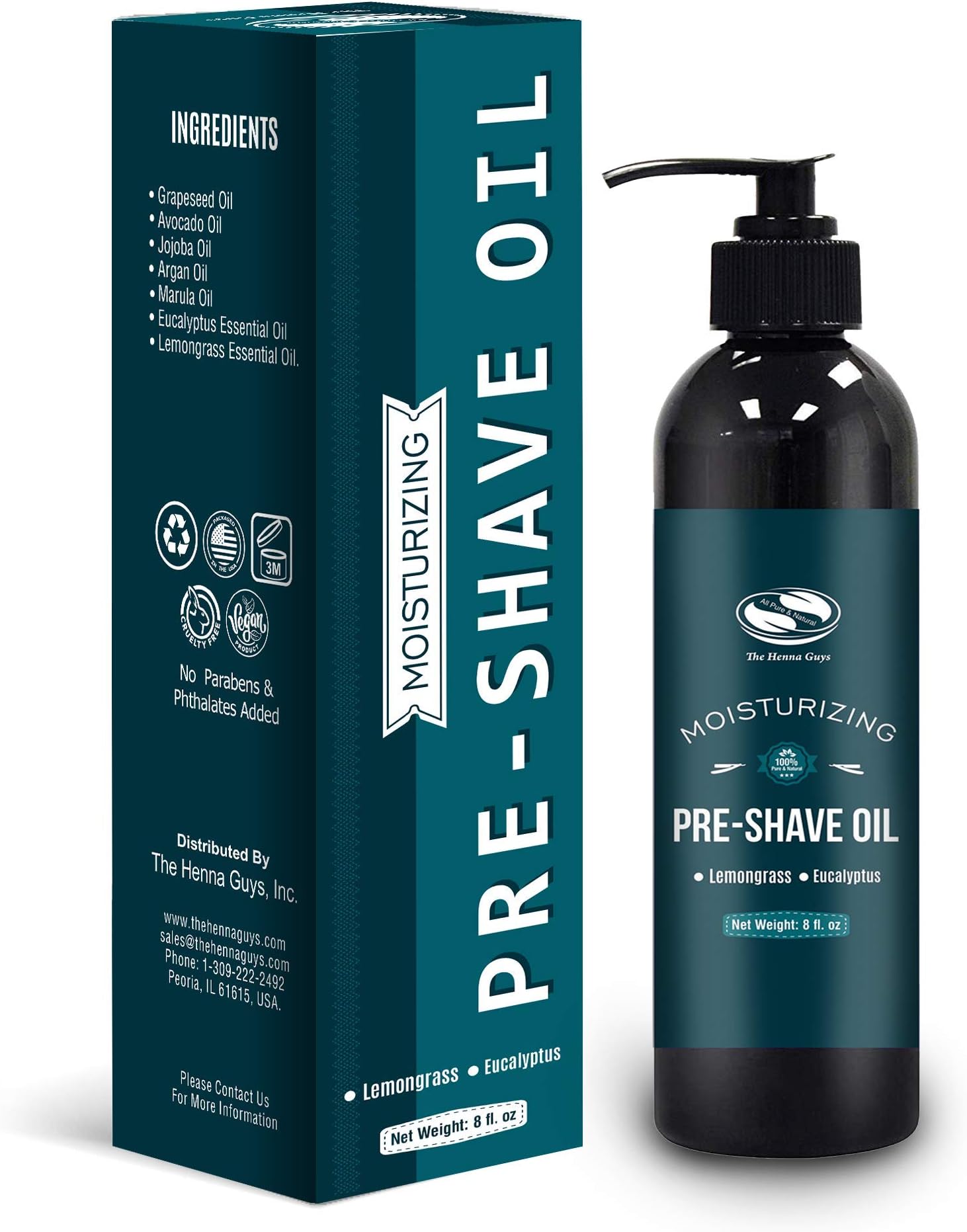 8 fl. Oz Lemongrass & Eucalyptus Pre Shave Oil for Men, Premium Pre Shave Oil, Excellent Shaving oil for Men with Sensitive Skin, Prepares for a burns free Shave, Works with Straight or Safety Razor