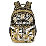 WowotudiyGold Cheers Custom Cheer Bag Backpack for Cheerleader Personalized Cheerleading Backpack Bag, Cheer Coach Casual Travel Daypack