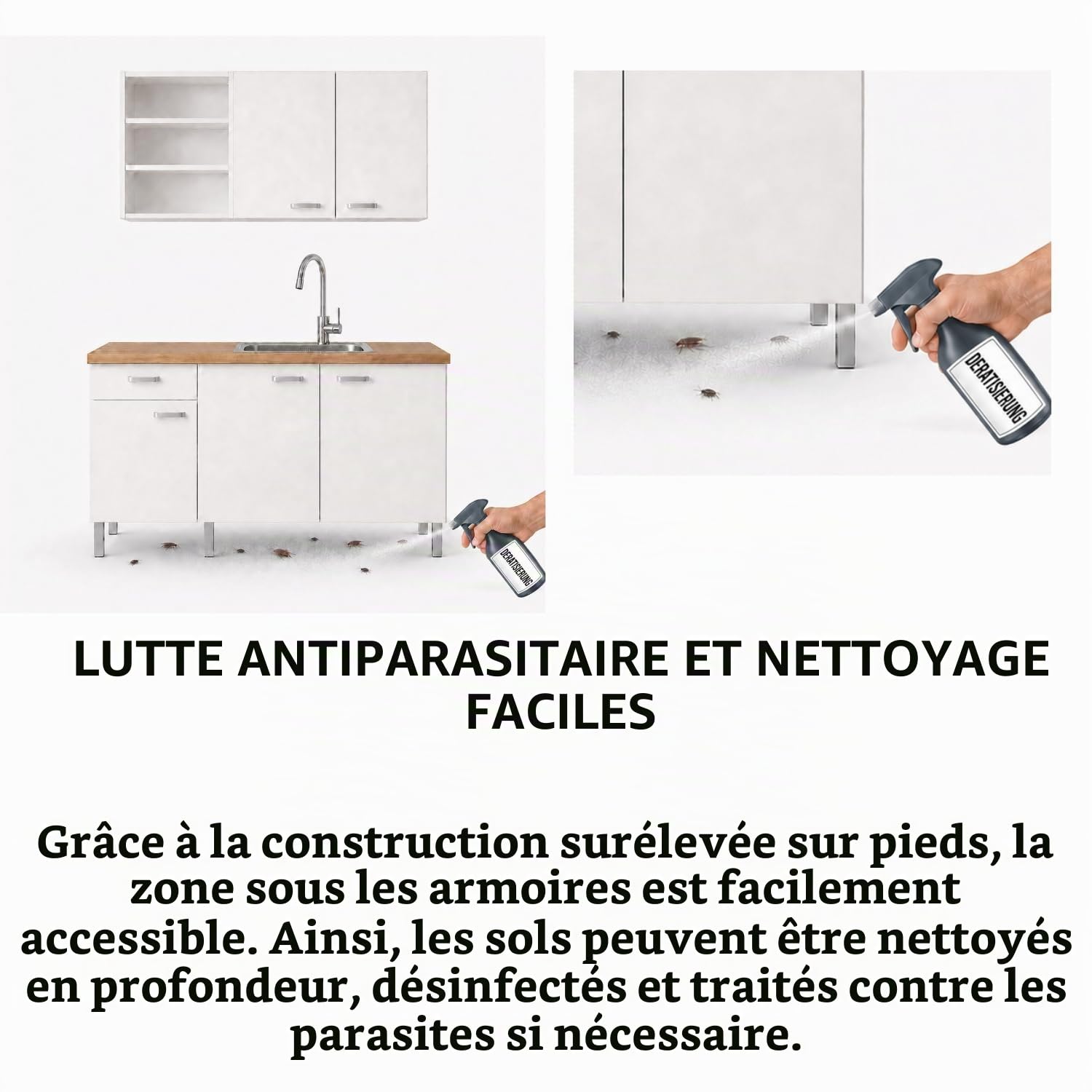Meuble bas pour four 60 cm blanc brillant – Armoire de cuisine moderne pour four encastrable sur pieds – Système de cuisine modulaire – Idéal pour les petites cuisines, appartements