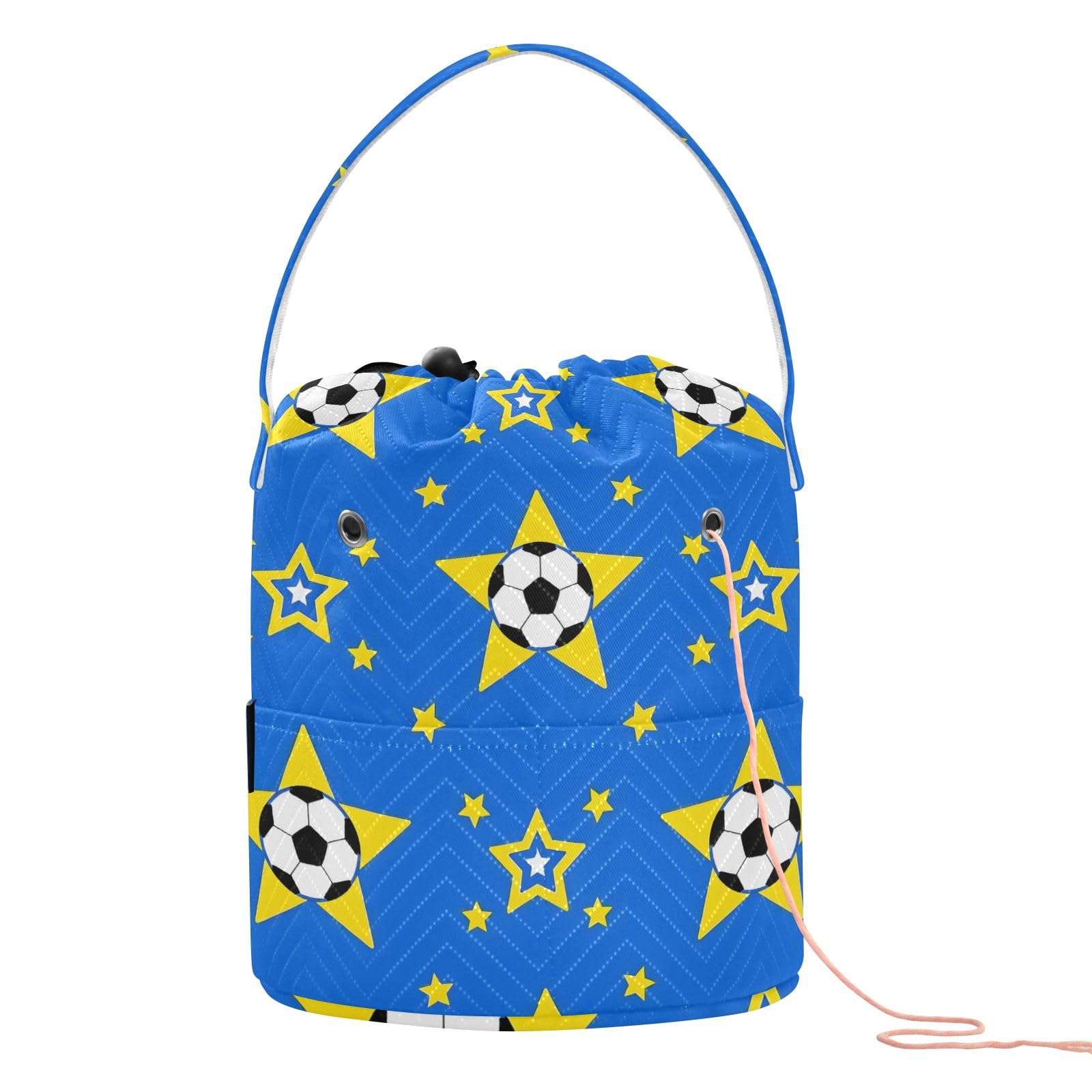 Yarn Storage Bag Small Crochet Bag Knitting Bag Organizer Soccer Star Yarn Bags for Crocheting Basket