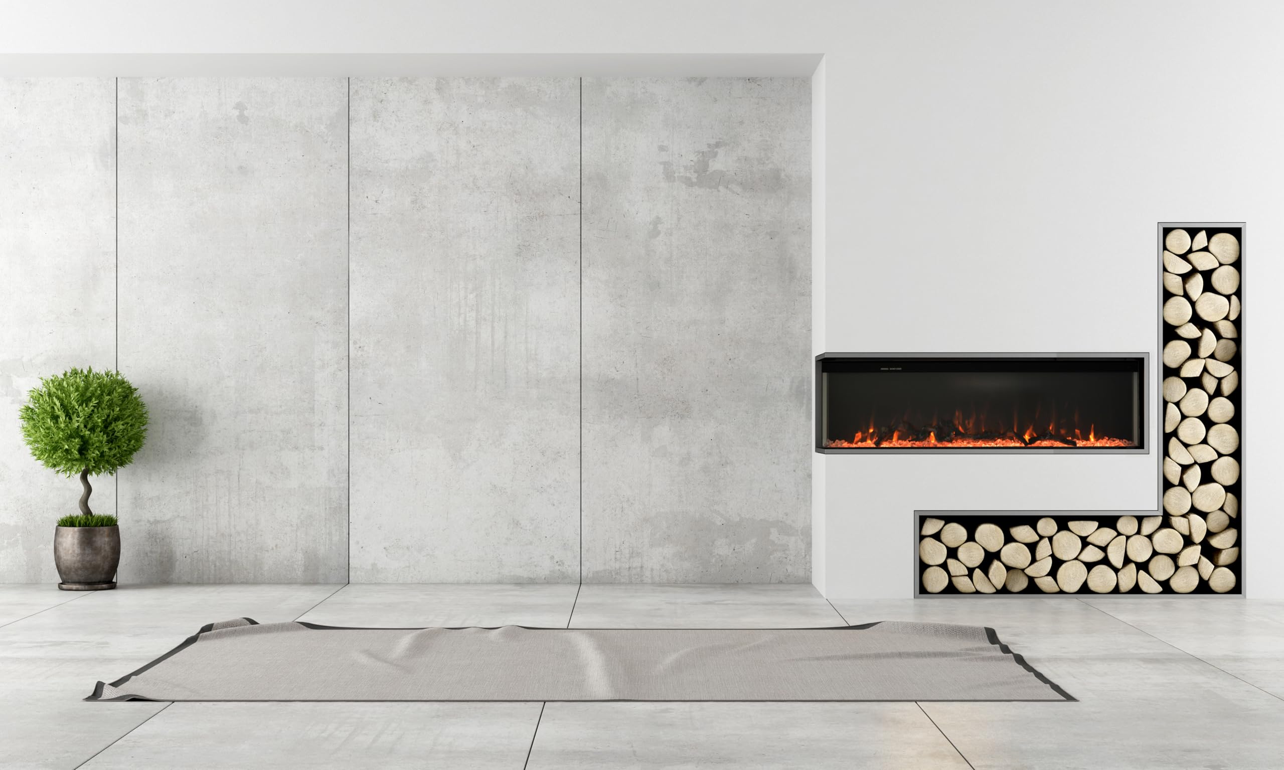 Camino elettrico ALARO | Caminetto a parete da incasso | Stufa ventilata da 750W/1500W a basso consumo, con telecomando, timer, decorazione di tronchi e cristalli (Bianco, 110cm)