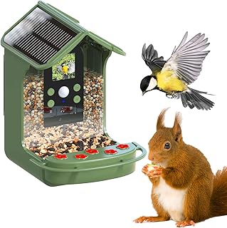 BirdyCam Futterhaus mit Kamera, Solarenergie, Automatische HD-Video- und Fotoaufnahmen von Vögeln, Futterspender für Garten