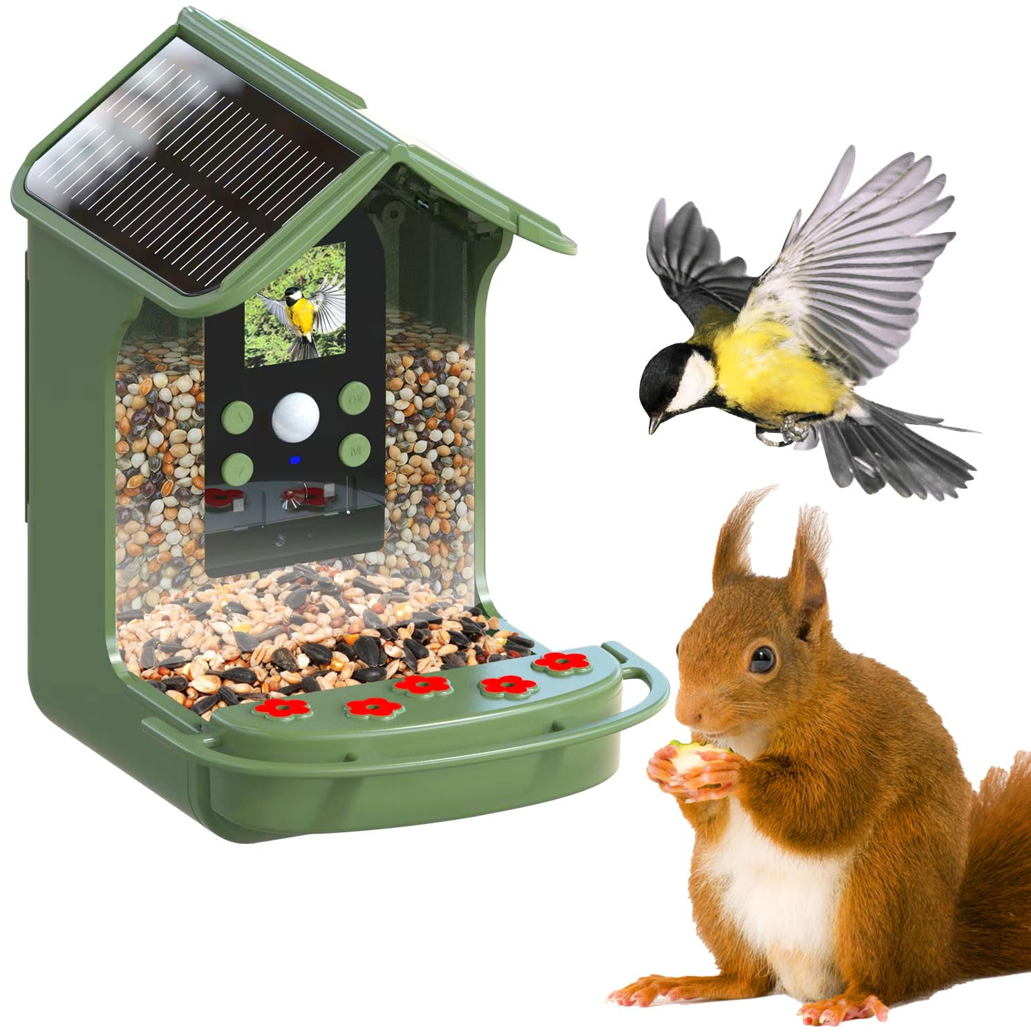 EASYPIX BirdyCam Mangeoire avec caméra, énergie Solaire, Prise de Vue Automatique HD et Photo d'oiseaux, mangeoire pour Jardin