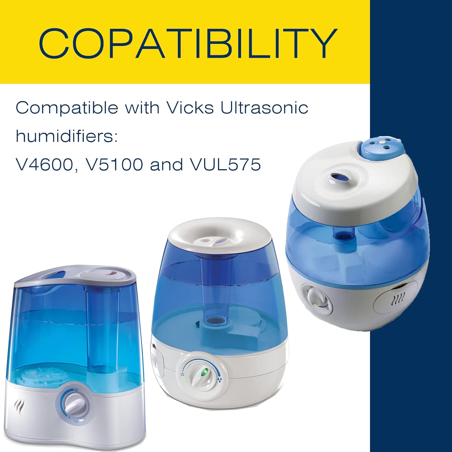 Varycony PDC51V1 Demineralization Cartridge Compatible with Vick Ultrasonic Humidifier Model V4600, V5100 and VUL575, Works to Collect White Dust, 4 Pack -