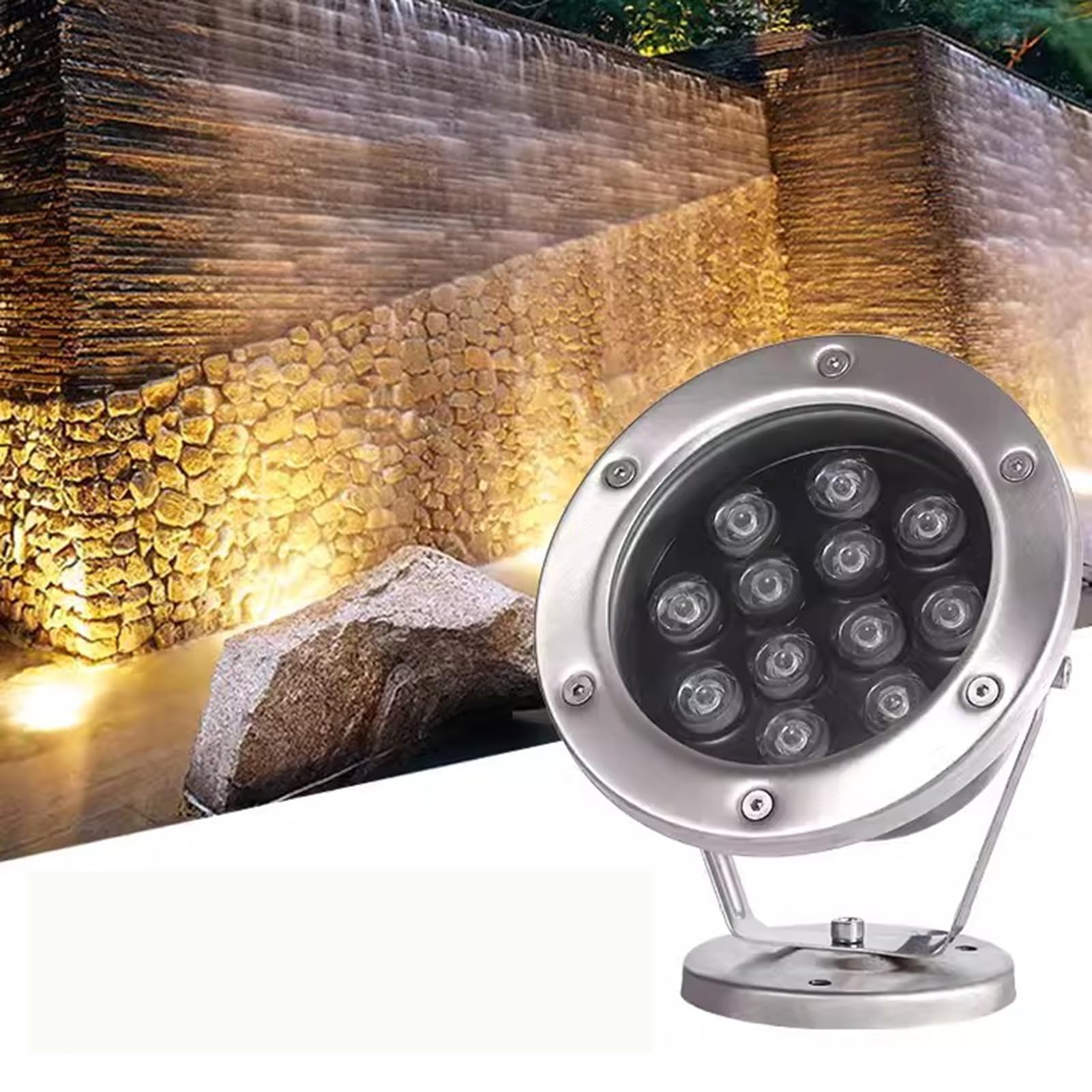 PsmpengAMZ LED Underwater Light IP68 Waterproof Low Voltage 12/24V Pond Spotlight 180° Rotatable for Party Garden Fountain Water Rockery Grass Pool Lighting(Red,18W-24V)