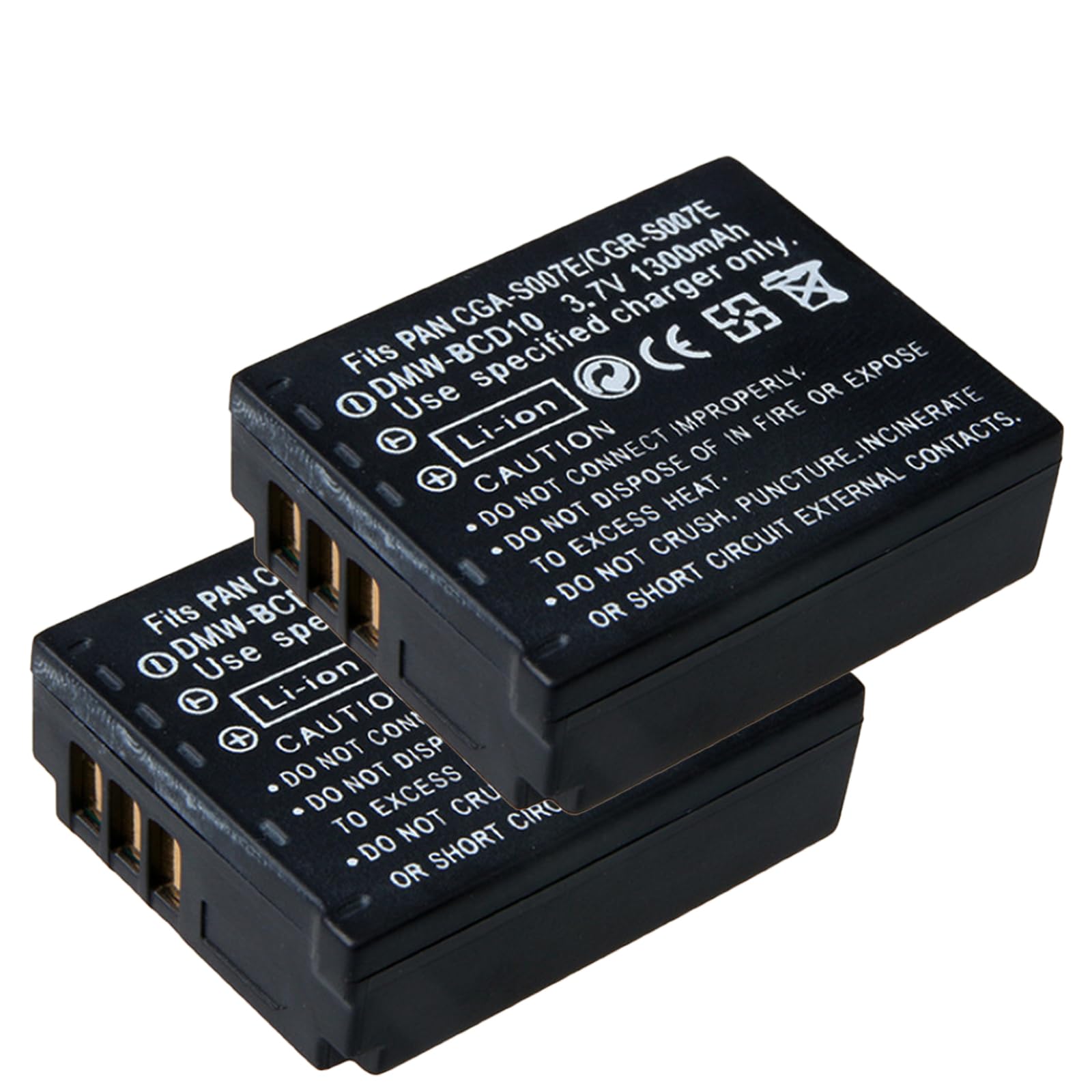 CGA-S007E Replacement Camera Battery 3.7V 1300mAh for PANASONIC Lumix DMC-TZ1EB-S DMC-TZ11 DMC-TZ1-K DMC-TZ3EB-K DMC-TZ1EG-K DMC-TZ15GK DMC-TZ1EF-K DMC-TZ3S DMC-TZ3 DMC-TZ50S DMC-TZ5 DMC-TZ50 Camera