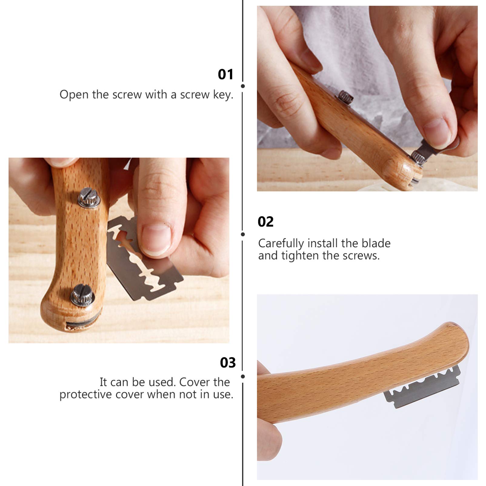 ABOOFAN 3 Pièces Lames De Rasage Lame Pour Rasage Outils De Cuisson Gadget De Cuisine Outils De Boulangerie Lames Remplaçables Serveur De Pâtisserie Levure En Acier Inoxydable Petits