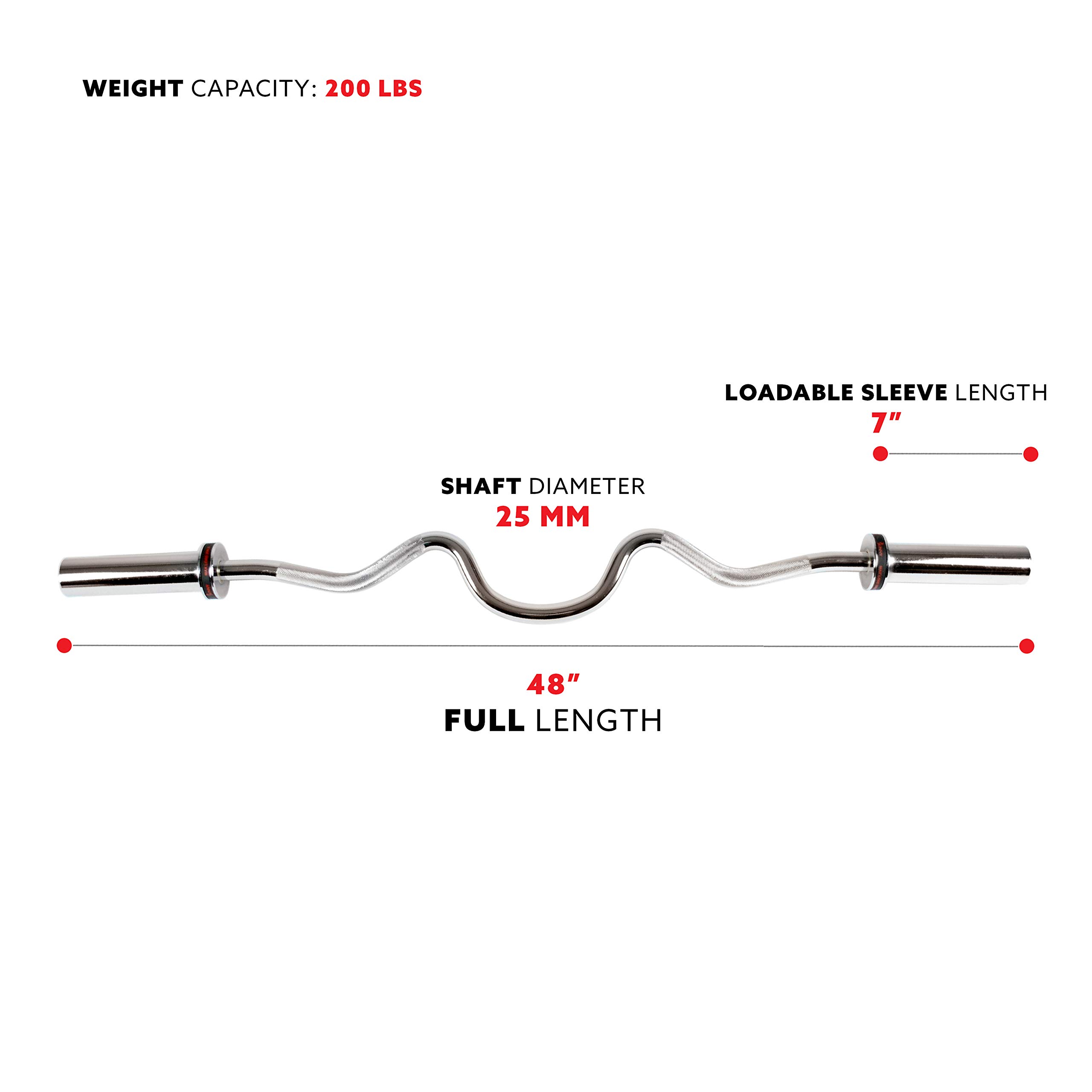 Sunny Health & Fitness 122 cm Olympic Super Curl Bar z pierścieniami - OB-48