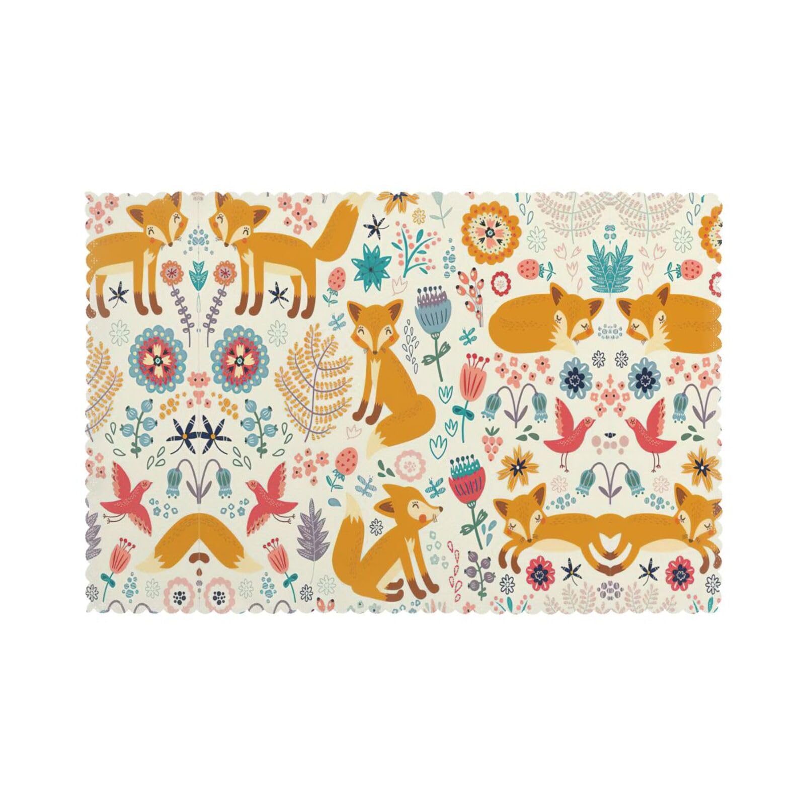 Sets de table motif floral polyester lavables 30,5x45,7cm lot de 6