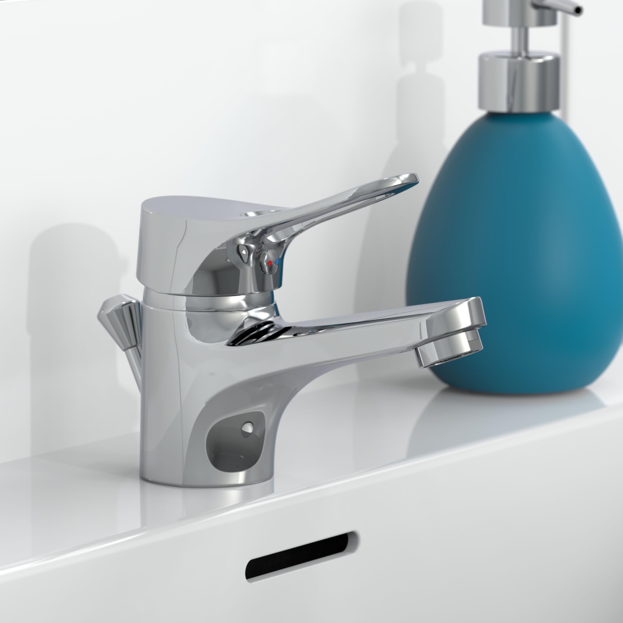 EISL NI075VECR VERONA Robinet de salle de bains, mitigeur pour lavabo, mitigeur de salle de bains, robinet de lavabo avec tirette et vidage, robinet de lavabo, chrome, gain de place