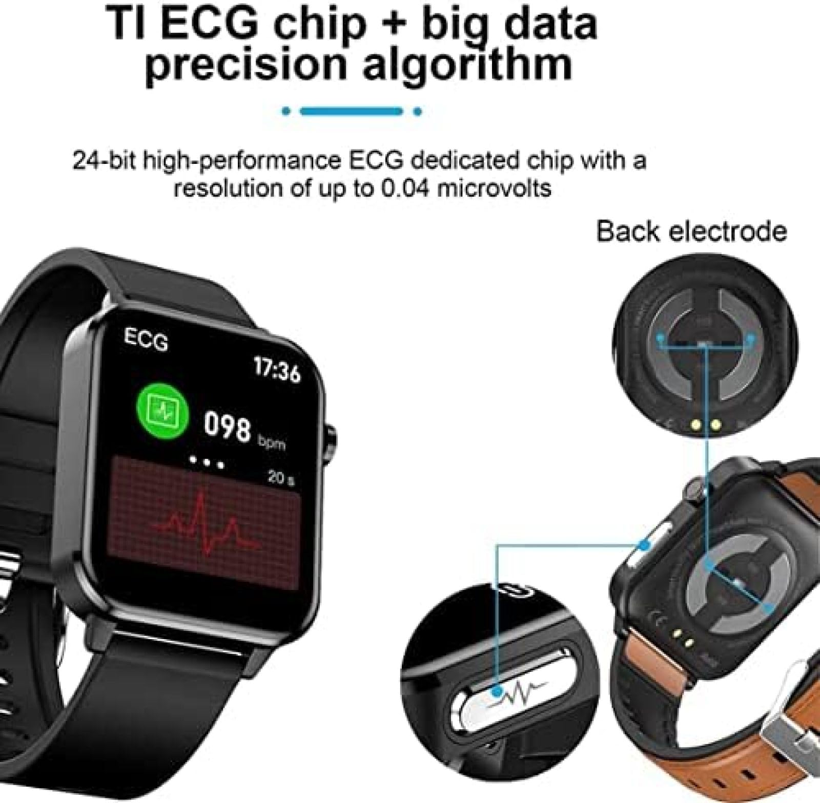 GlucoSense Plus - Smartwatch PPG ECG Hartslagmeter Glucosemeter Gezondheidsband Fitness Tracker Roze