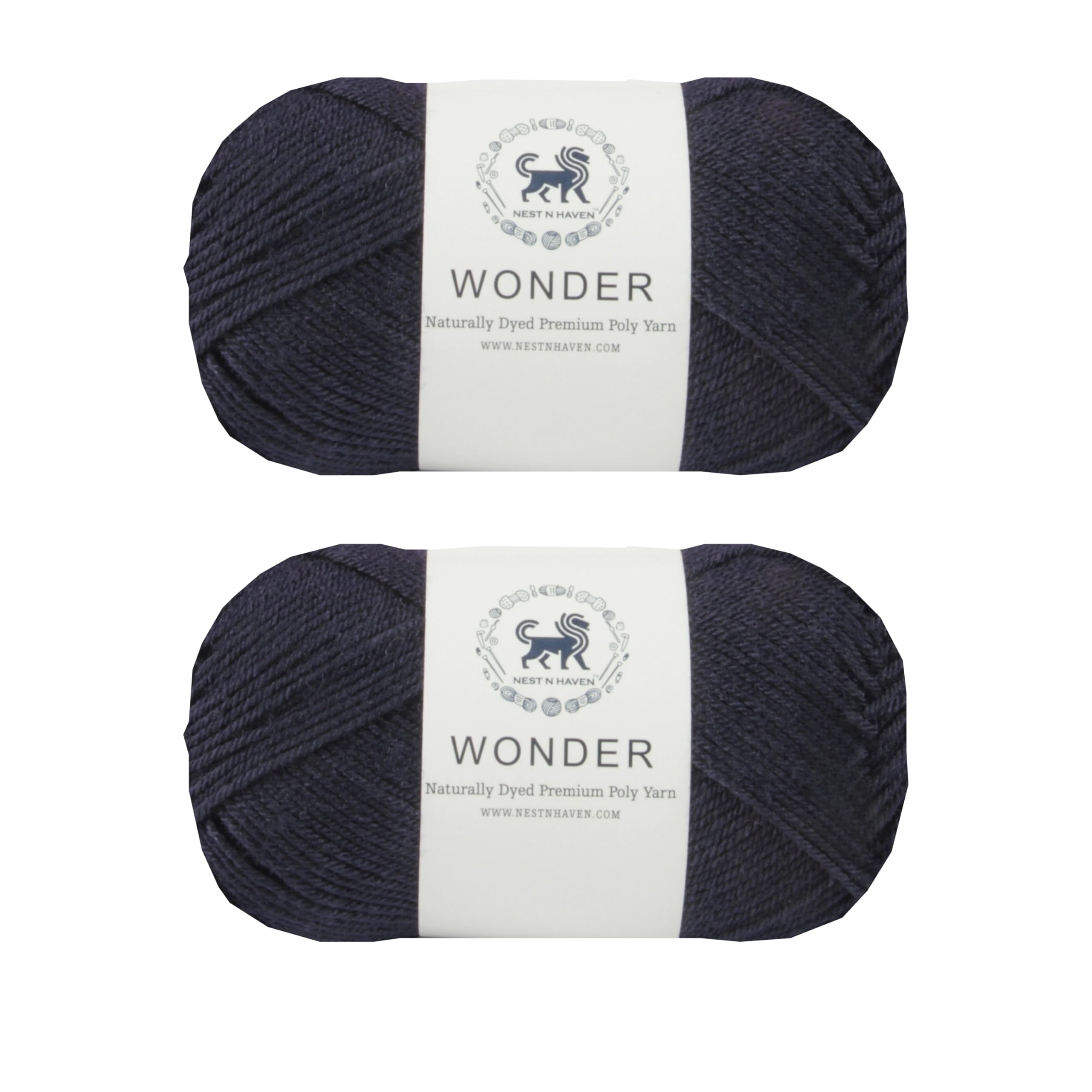 NESTNHAVEN, Wonder , Poly Yarn Supersoft Hand Knitting Wool Ball, Set of 2 balls , 200grams (1 Ball/100 Gram Each) Ball Suitable for Craft, Crochet, Amigurumi, Embroidery, Toys, Garments, Flowers and Hobby Projects , 2 Fine , Shade no - NNHW (Dark Denim Blue)