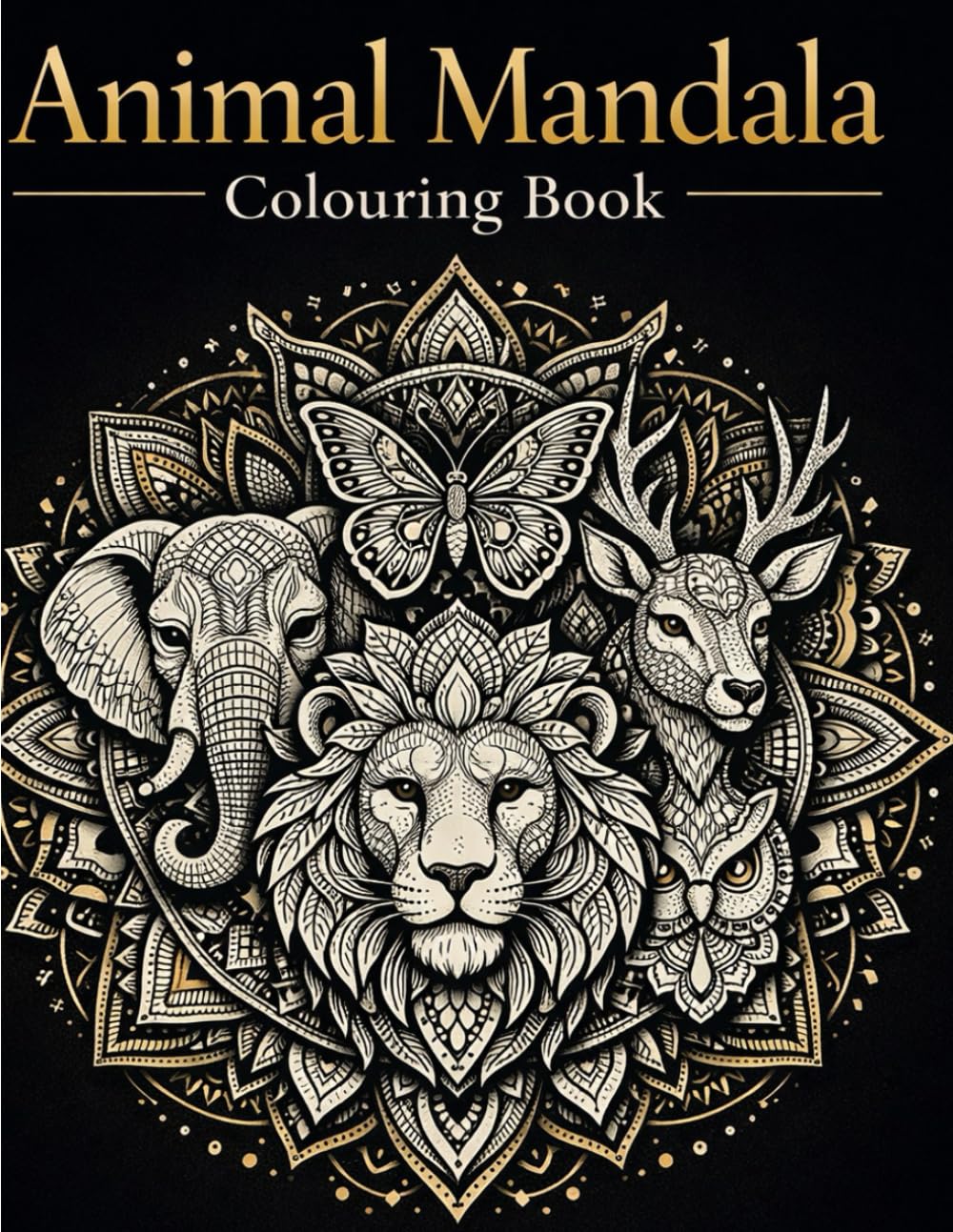 Animal Mandala Coloring Book: Stress relief mindfulness with intricate back and white mandala designs for adult