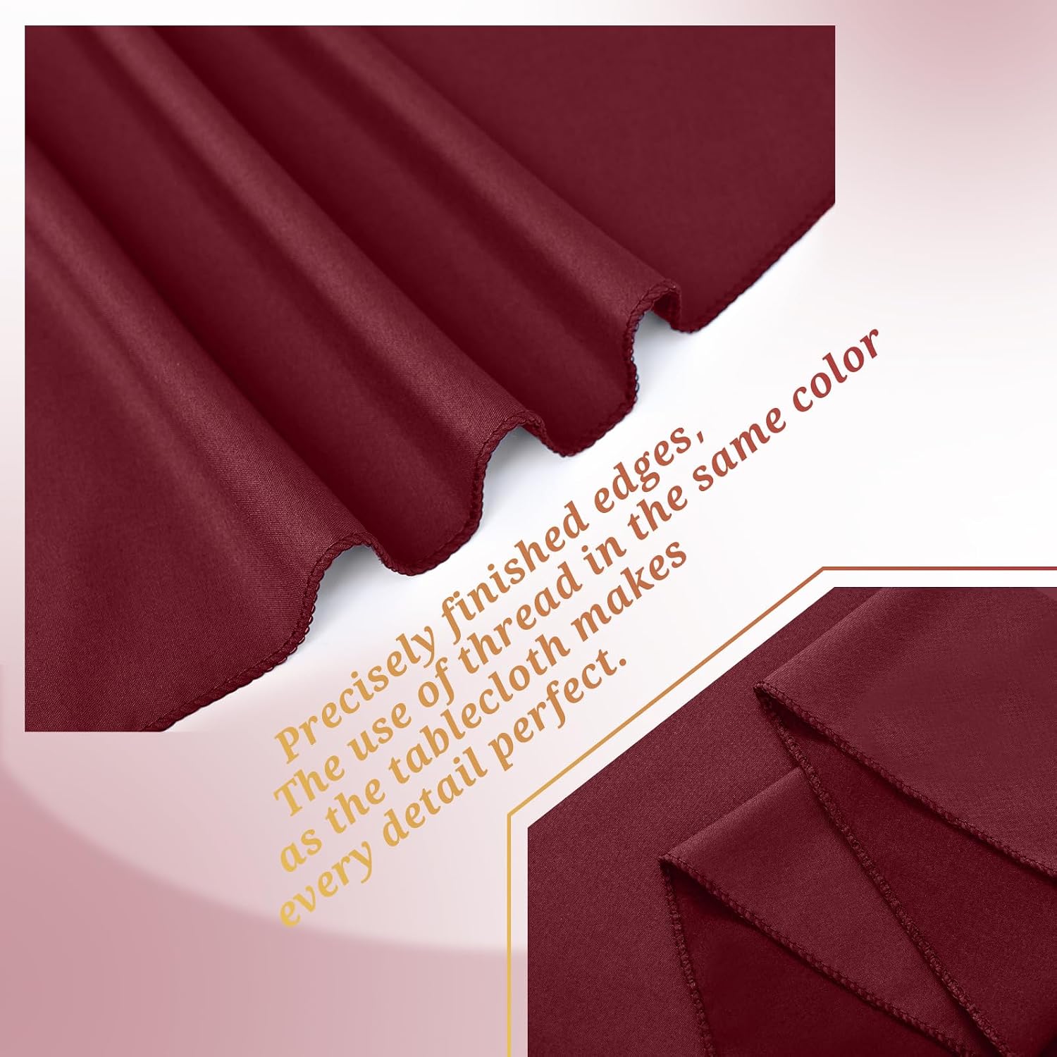 Teruntrue 12 Packs Burgundy Round Tablecloths 90 inch Round Table Cloth, Washable Polyester Fabric for Wedding Parties Banquet Holiday Dinner Table Decorative, Burgundy