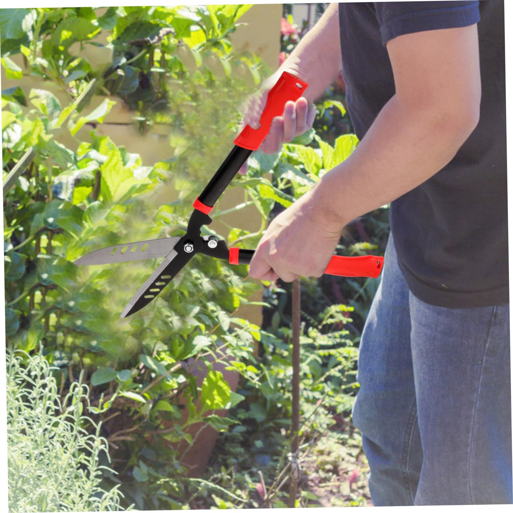 Tijeras de Setos Manuales de Acero Negras para Poda y Césped | 1 Pieza, Mango Ergonómico de Ahorro de Esfuerzo, para Recortar Setos y Mantener el Jardín