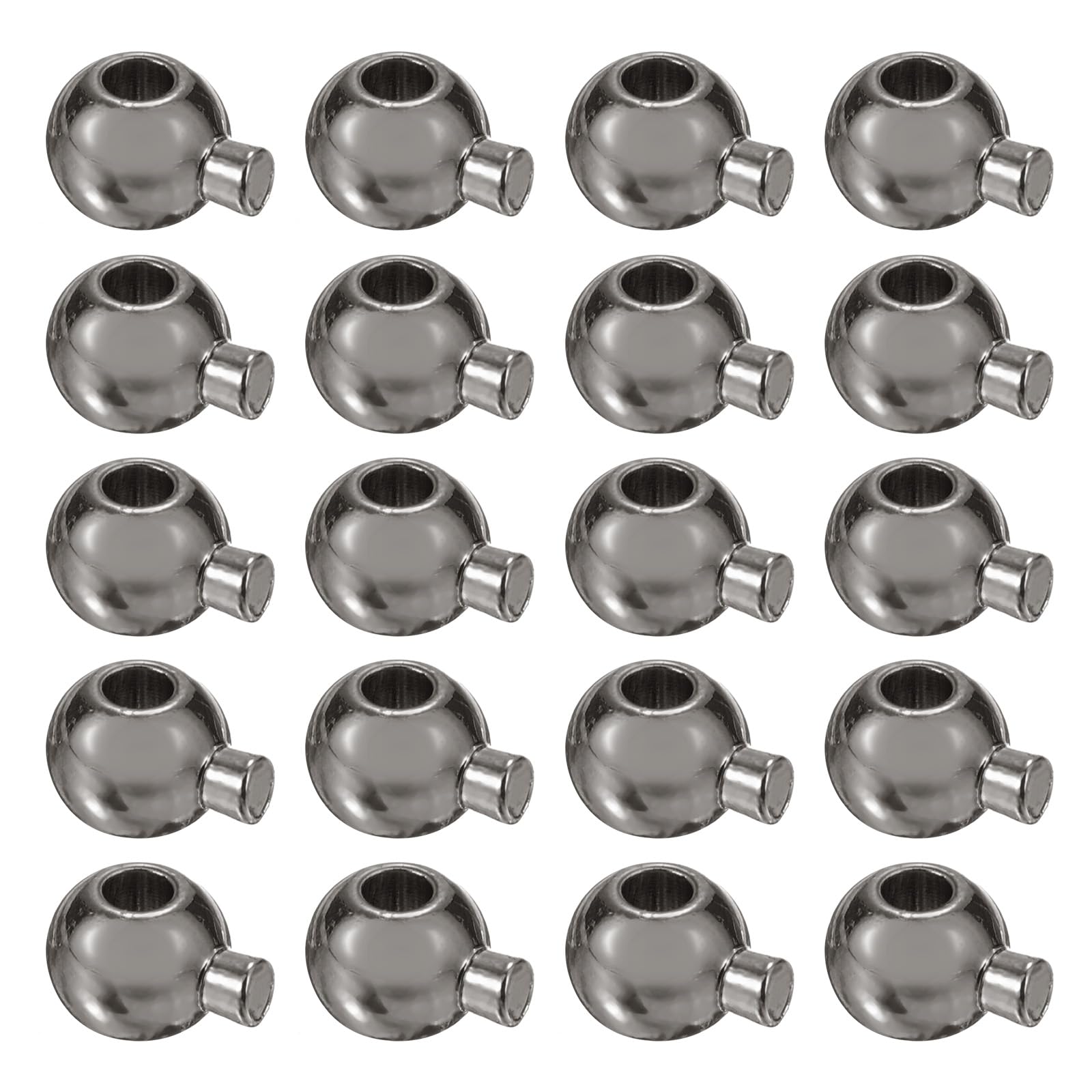 sourcing map 20 Pcs Crimp Beads Covers, 3.5mm Spacer Bead Covers, Metal Cord End Crimp Stopper Beads for DIY Craft Ends Accessories, Black