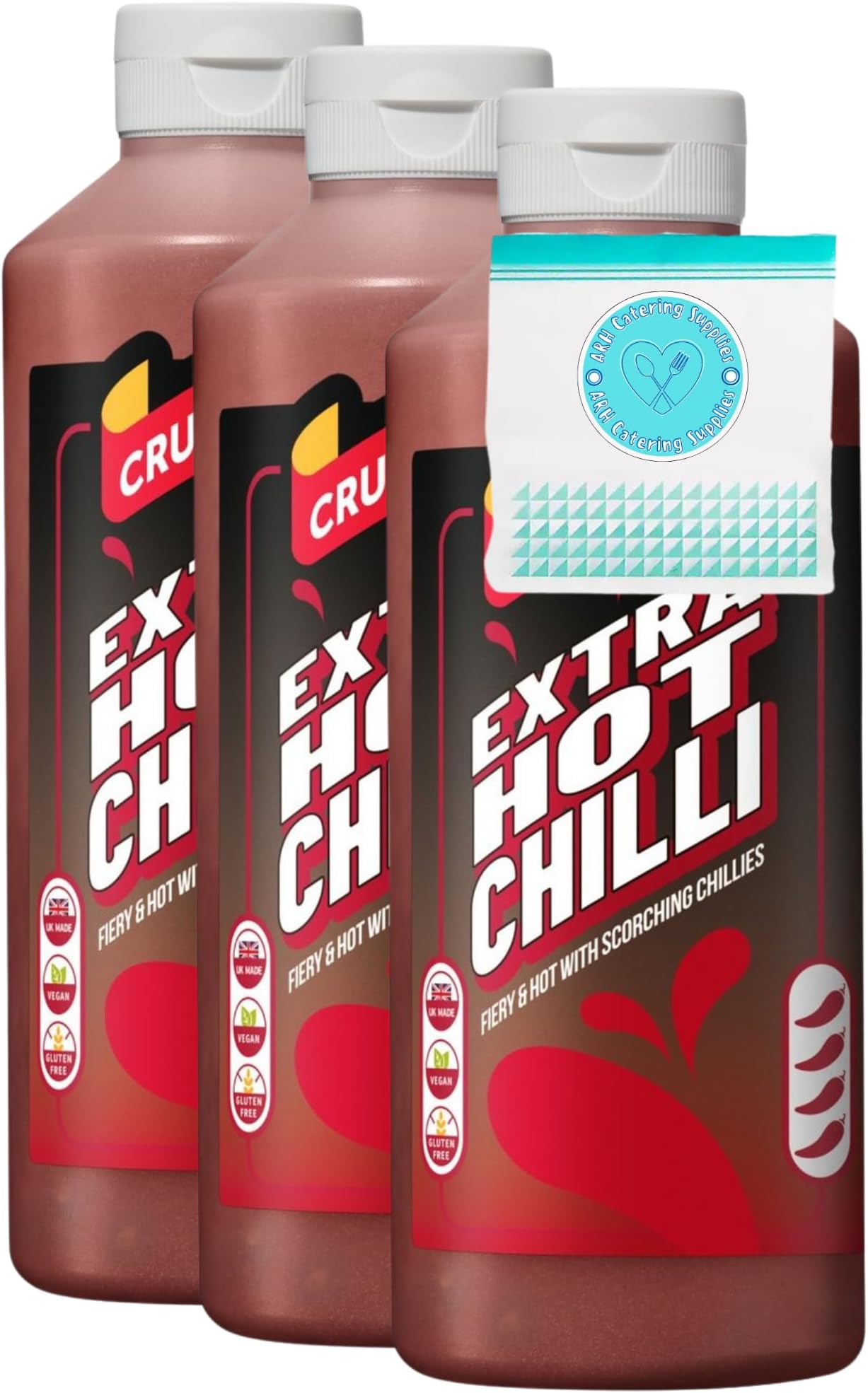 Extra Hot Chilli Squeezy Sauce 500ml x3